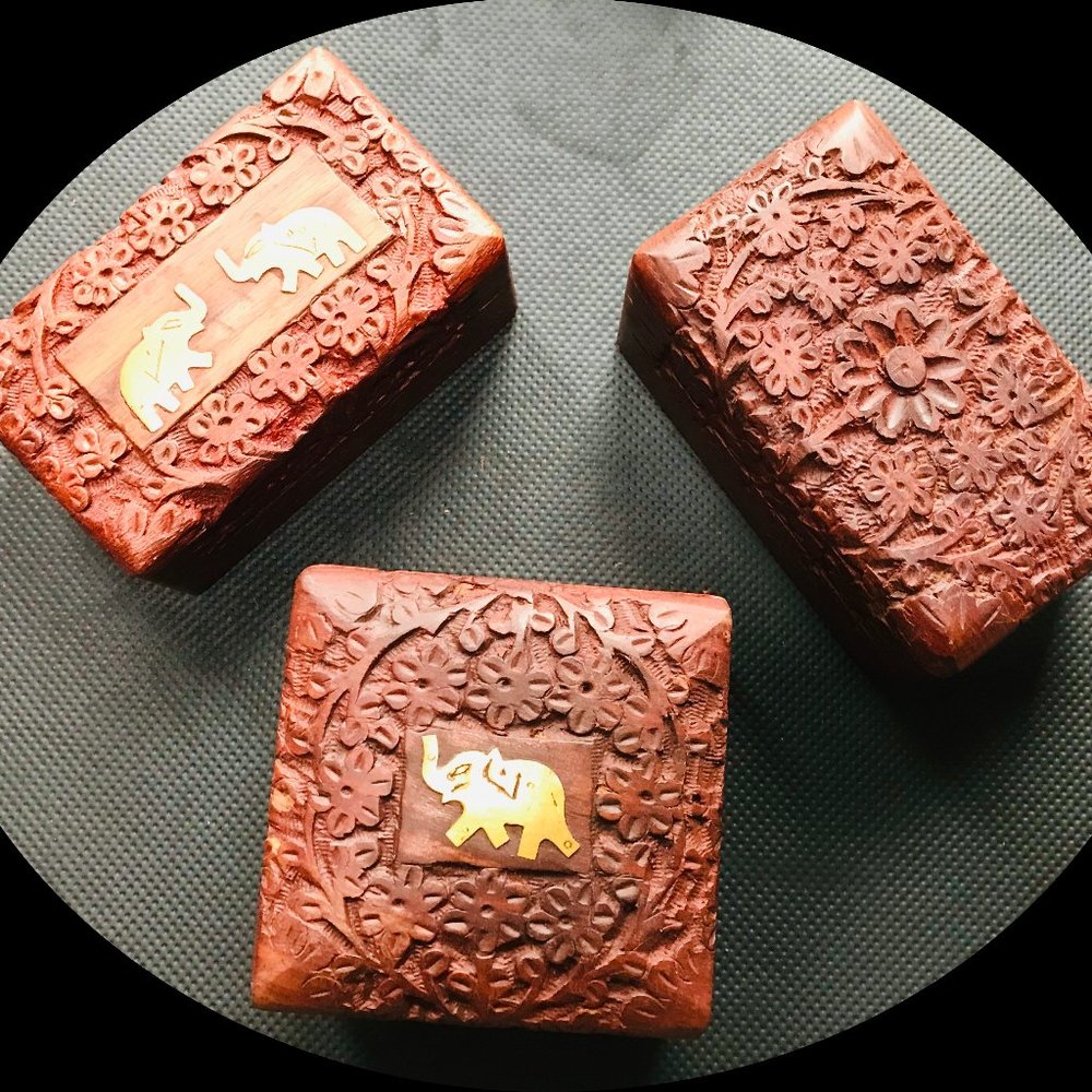 Decorative Wooden Jewelry Box/Unique Gift (3 pcs)